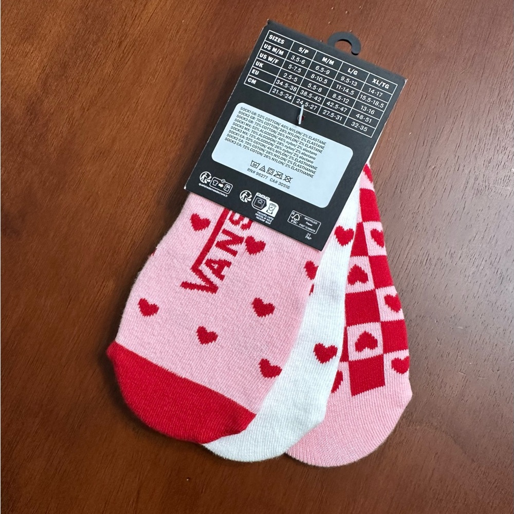 Vans 3-Pack Hearts No-Show Socks S/P - Picture 3 of 4